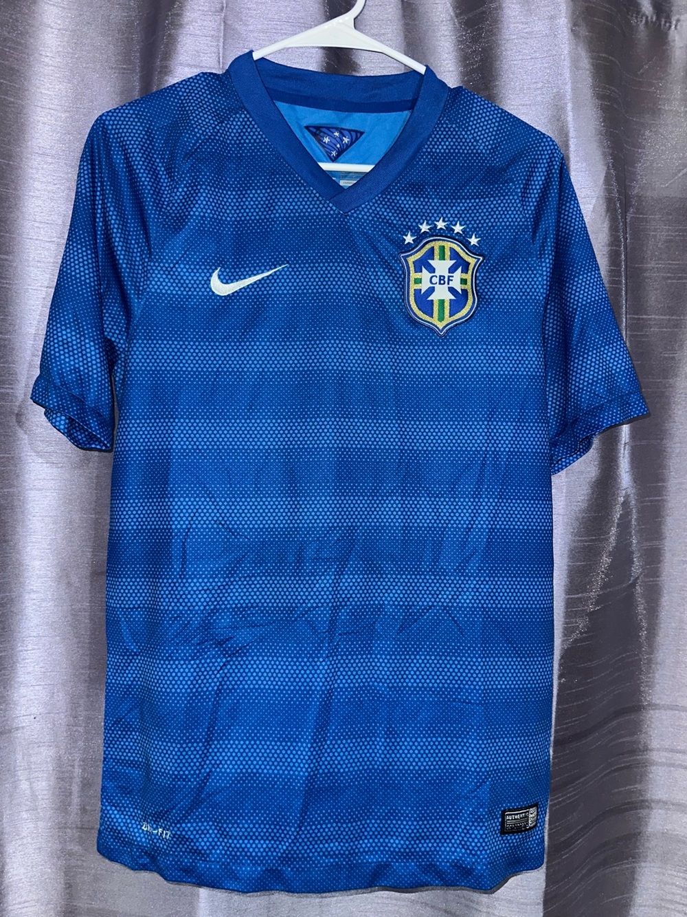 BRASIL 2014 2015 AWAY FOOTBALL SHIRT SOCCER JERSEY NIKE 575282-493 sz S MEN BLUE